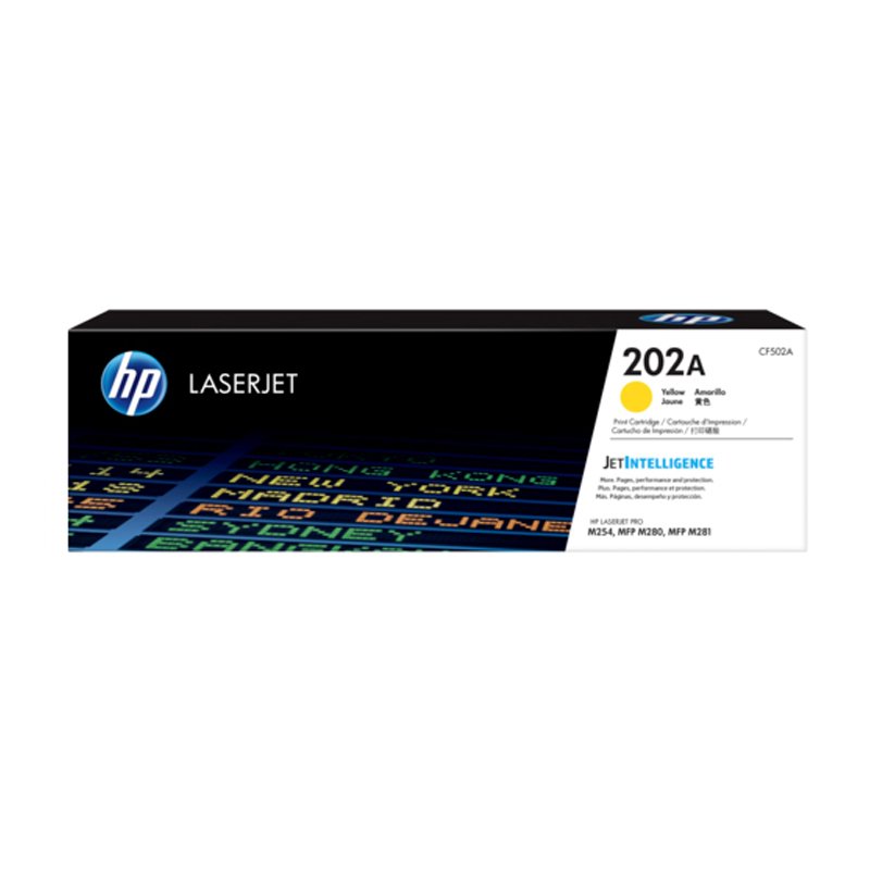 Toner HP 202A Amarillo CF502A Original para m281fdw y m254dw