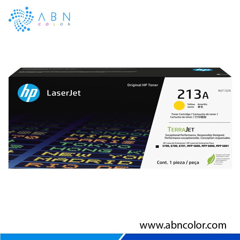 Toner HP 213A Amarillo W2132A Original para 5800dn, 5700dn, 6700dn, 6800dn