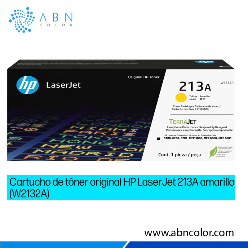 TONER-HP-213A-AMARILLO Toner HP 213A Amarillo W2132A Original para 5800dn, 5700dn, 6700dn, 6800dn