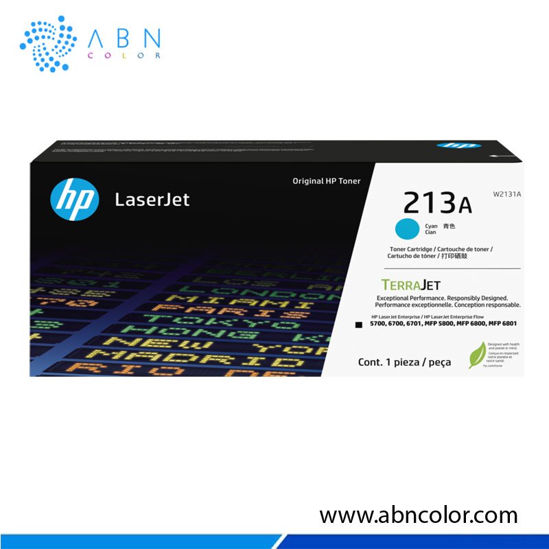 Toner HP 213A Cyan W2131A Original para 5800dn, 5700dn, 6700dn y 6800dn