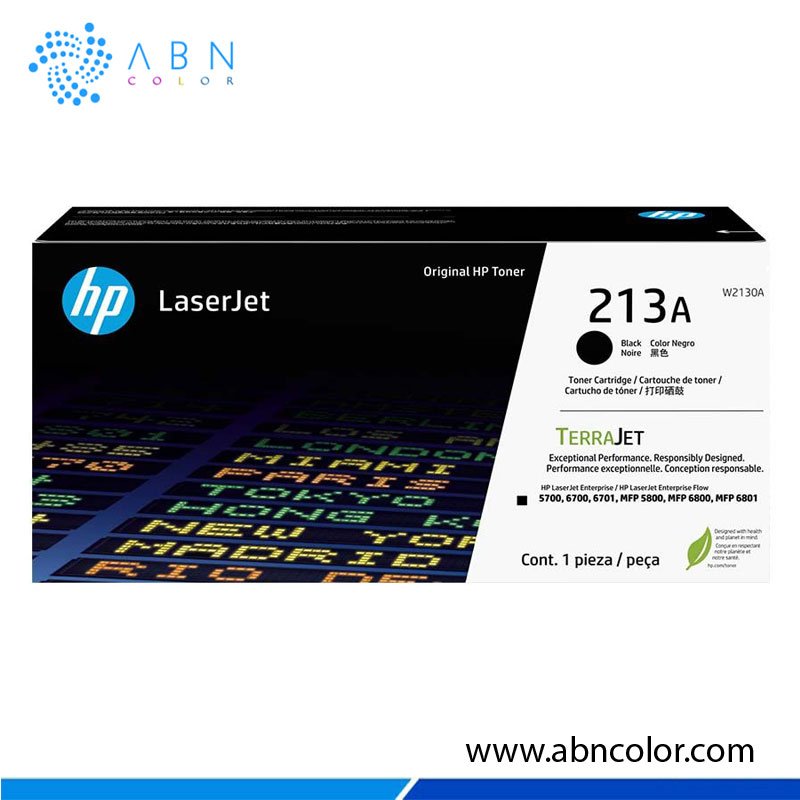 Toner HP 213A Negro W2130A Original para 5800dn, 5700dn, 6700dn y 6800dn