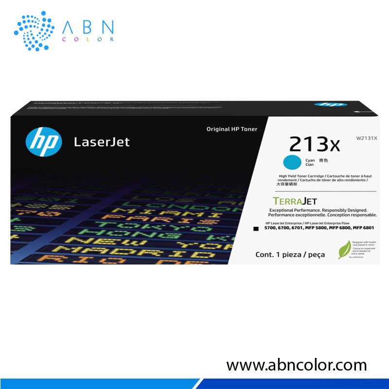 Toner HP 213X Cyan W2131X Original para 5800dn, 5700dn, 6700dn y 6800dn
