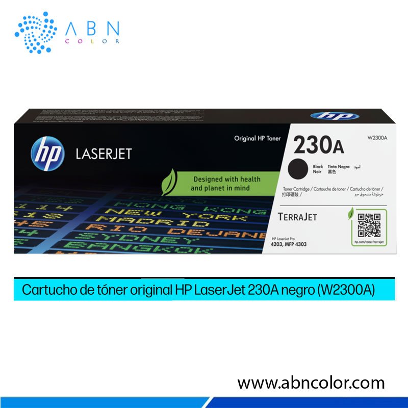 Tóner HP 230A Negro W2300A Original para Impresora 4203cdn, 4303fdn, 4203dn, 4203dw, 4303fdw
