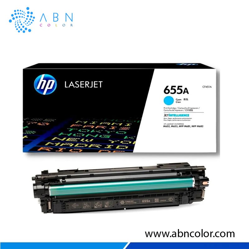 Toner HP 655A Cyan CF451A para impresora M652 y M681