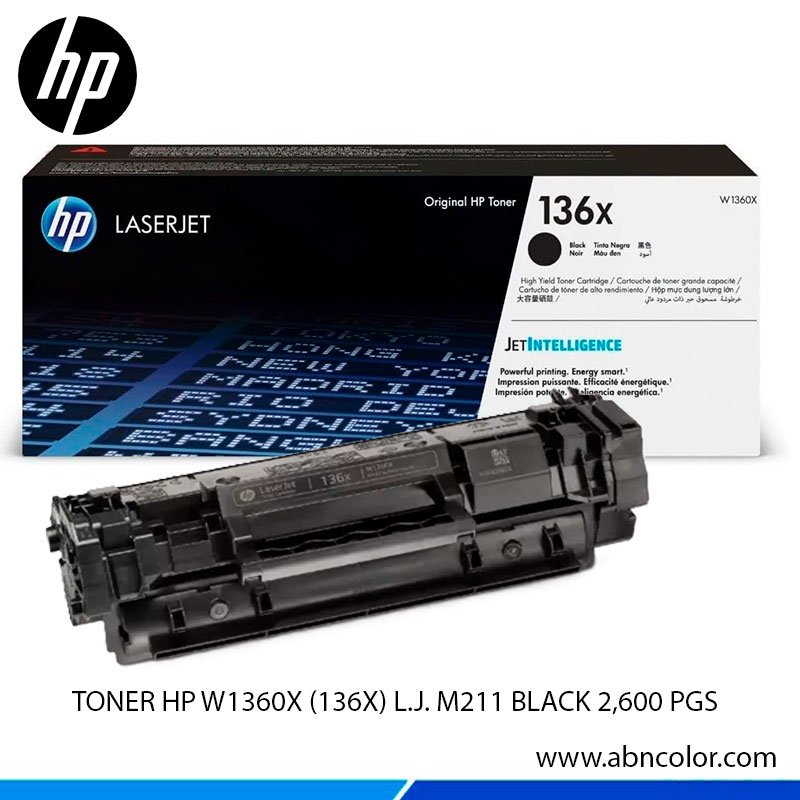 TONER-HP-W1360X-(136X)-L.J.-M211-BLACK-2,600-PGS Tóner HP 136X Negro W1360X Para M211dw, M234dw, M209dw y MFP M234dwe