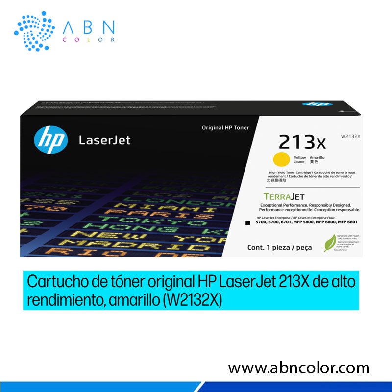 TONER-HP-213X-AMARILLO Toner HP 213X Amarillo W2132X Original para 5700dn, 5800dn, 6700dn y 6800dn